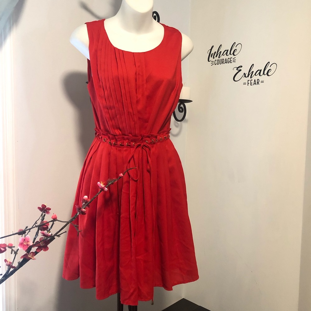 C. Luce Red Short Sleeve Dress - Picture 1 of 8